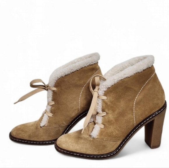 Women's Tan Suede Ankle Boots - Picture 1 of 11